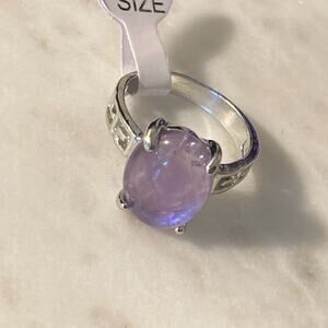 New fashion ring silver amethyst gemstone size US 7